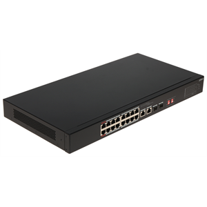 DAHUA S3218-16ET-135, 16 Port, Megabit, PoE 135W, 2 Port GigaBit Uplink, 2 Port GigaBit SFP, Longe Range 250Mt, Yönetilemez, Rack Mount Switch