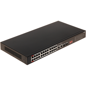 DAHUA S3226-24ET-240, 24 Port, MegaBit, PoE 240W, 2 Port GigaBit Uplink, 2 Port Gigabit Combo SFP, Longe Range 250Mt, Yönetilemez, Rack Mount Switch