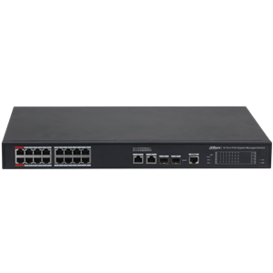 DAHUA S4220-16GT-240, 16 Port, Gigabit, PoE 240W, 2 Port Gigabit Uplink, 2 Port SFP Gigabit Combo, Longe Range 250Mt, Cloud Yönetilebilir, Switch