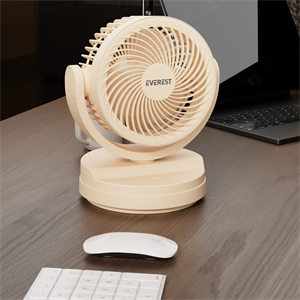 EVEREST EFN-509, KREM, 3 Kademeli Hız, 17,5cm 3 Kanat Pervane ve Çerçeve, Masaüstü, USB Vantilatör