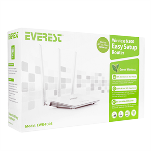 EVEREST EWR-F303, 3Port, 1 WAN, 300Mbps, 2.4Ghz Wifi, Masaüstü, Megabit, WISP, Repeater, Router, Access Point