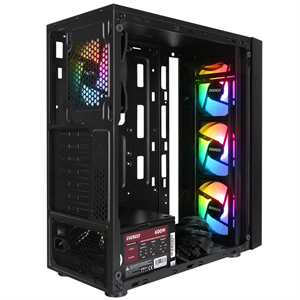 EVEREST FACED-V5, Mesh, 600W, 4x12cm Sabit Rainbow Fan, Temperli Cam Yan Panel, ATX, GAMING KASA