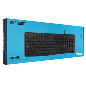 EVEREST KB-619, USB Kablolu, Türkçe Q, Multimedya Klavye (Siyah)
