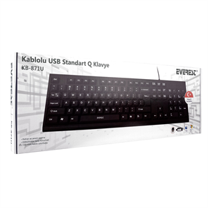 EVEREST KB-871U, USB Kablolu, Türkçe Q,  Standart Klavye (Siyah)