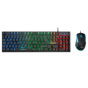 EVEREST KM-198, Luminax, Rainbow Işıklı, Türkçe Q, USB Kablolu, Gaming, Klavye Mouse Set