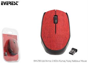 EVEREST KM-218 USB Kablosuz 2.4Ghz Kırmızı Kumaş Yüzey Mouse