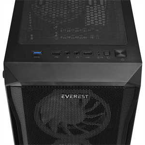 EVEREST X-RACER, Mesh, 600W (Peak), 4x12cm RGB Fan, Temperli Cam Yan Panel, ATX, GAMING KASA