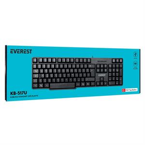 Everest KB-517UF Siyah USB F 2mt Kablo Uzunluğu Standart Klavye
