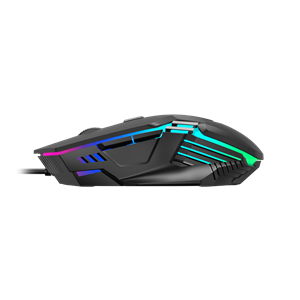 GAMDIAS AURA GS4, Çok Renkli Aydınlatma,  USB Kablolu, 6 Tuşlu, Gaming Mouse, 3.600 DPI, Siyah