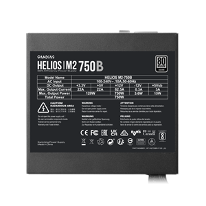GAMDIAS HELIOS M2-750B, 750W, 80+ Silver, Aktif PFC, GAMING, ATX, Power Supply (PSU)