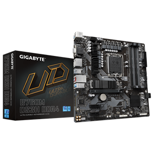 GIGABYTE B760M DS3H DDR4, rev.1.0, 4xDDR4, 2xM.2,  2xDP, HDMI, VGA, 12-13-14.Nesil, LGA1700 Soket, Anakart