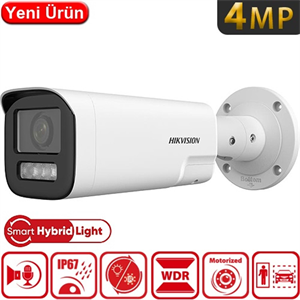 HIKVISION DS-2CD1643G2-LIZSU 4Mpix, 2,8-12mm  Motorize Lens, Dual Light, Dahili Mikrofon, H265+,50Mt Gece Görüşü, SD Kart, PoE, Bullet IP Kamera