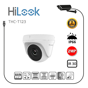 HILOOK THC-T123-M, 2Mpix, 2.8mm Lens, 30Mt Gece Görüşü, IP66, Ultra Low Light, OSD Menü, Metal Kasa, Dome, Kamera
