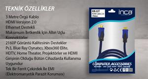 INCA IHK-03T 3 Mt 2.0V 4K& 2K & FULL HD HDMI Kablo