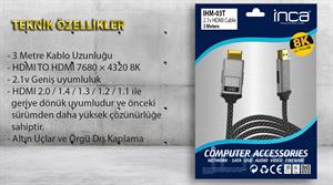 INCA IHM-3T 3 Mt 2.1V HIGH SPEED 8K HDMI Kablo