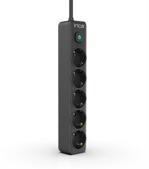 INCA IPW-44SY 5li Akım Korumalı Led Tuşlu Priz 1,5Mt Siyah