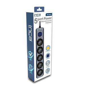 INCA IPW-44SY3 4lü 3mt Siyah Yeşil Akım Korumalı Priz