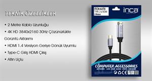 INCA ITCH-02TX 2 Mt TYPE-C TO HDMI Kablo