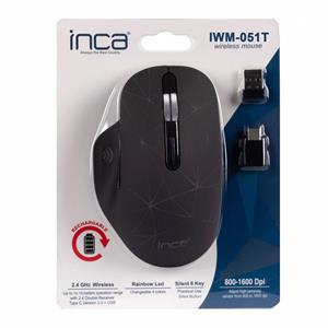 INCA IWM-051T Usb+Type C Kablosuz 2.4Ghz Şarj Edilebilir Mouse
