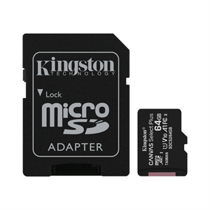 KINGSTON SDCS2/64GB, CANVAS, V10, CL10, 100Mb/s, MicroSD Kart Bellek (SD Adaptörlü)