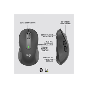 LOGITECH 910-006253, M650 Signature, Siyah, Sağ El, USB Nano 2,4G Kablosuz, 4000dpi, Optik, 5 Tuşlu, 24ay Pil Ömrü, Sessiz Mouse