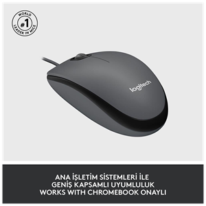 LOGITECH 910-006652, M100 Siyah, USB Kablolu, 1000dpi, Optik, 3 Tuşlu, Mouse