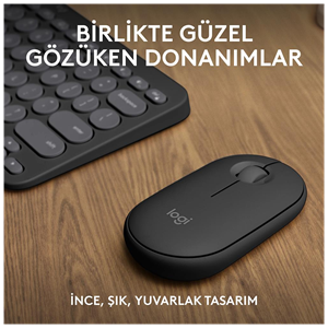 LOGITECH Pebble 2 Combo, Grafit, 920-012245, Bluetooth, Türkçe, Q, Multimedya, Mini Klavye Mouse Set