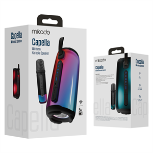MIKADO MD-17BT CAPELLA, 10W, Taşınabilir, USB/AUX/BT/TF, RGB Işıklı, Transparan, 1800mAh, Mikrofon, Karaoke, Bluetooth Speaker,