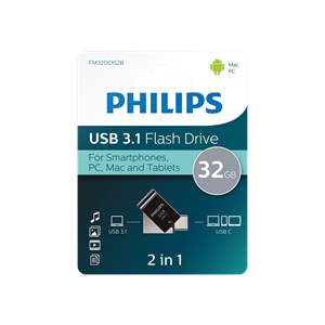 PHILIPS FM32DC152B, 32GB, USB 3.1 ve Type-C, İkisi Bir Arada, Gece Siyahı, Flash Disk