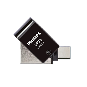 PHILIPS FM64DC152B, 64GB, USB 3.1 ve Type-C, İkisi Bir Arada, Gece Siyahı, Flash Disk