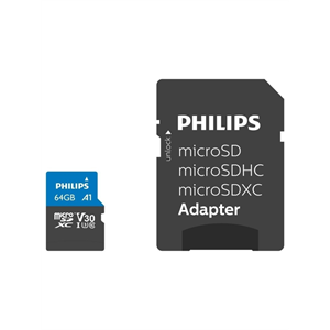 PHILIPS FM64MP65B, 64GB, SDXC, UHS-I, V30, Class10, MicroSD Kart Bellek (SD Adaptörlü)