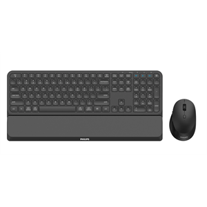 PHILIPS SPT6607B, Siyah, Türkçe Q, 2.4Ghz ve Bluetooth Kablosuz, Bilek Destekli, Multimedya Klavye Mouse Set