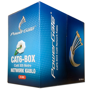 POWERGATE CAT6-BOX-GN, 23AWG 0,57mm, UTP, CAT6 Kablo, 305m, Yeşil