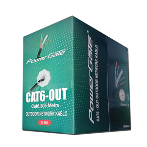 POWERGATE CAT6-OUT-CCA, Outdoor (Dış Mekan), Polietilen, 23AWG 0.57mm, UTP, CAT6, CCA Kablo, 305m, Siyah