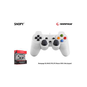 RAMPAGE SG-R602, Beyaz, PC/PS3, 1.8mt Kablolu, Çift Titreşimli, GAMEPAD