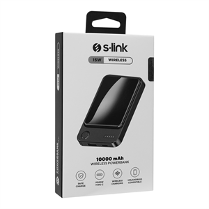 S-LINK M1021, Magsafe, Siyah, 10.000mAh, 1xUSB, 1xType-C, 4 LED Göstergeli, PowerBank