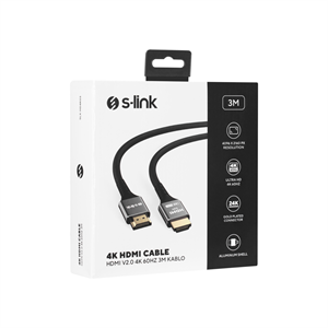 S-LINK SLX-HD4K03, 4K UHD, HDMI v2.0, 3mt. 60Hz. Metal Uçlu, Kablo