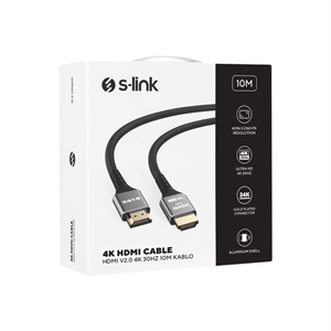 S-LINK SLX-HD4K10, 4K UHD, HDMI v2.0, 10mt. 30Hz. Metal Uçlu, Kablo