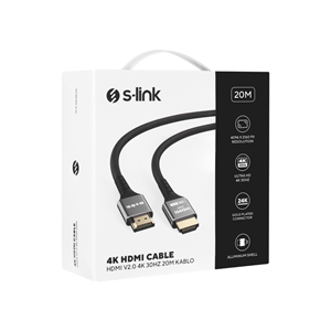 S-LINK SLX-HD4K20, 4K UHD, HDMI v2.0, 20mt. 30Hz. Metal Uçlu, Kablo