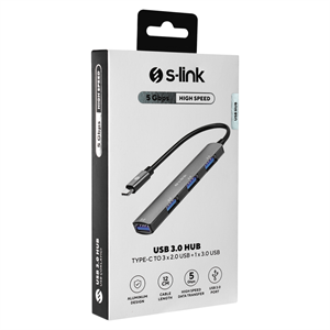 S-LINK SW-U324, Type-C to 3xUSB 2.0, 1xUSB 3.0, Metal, USB HUB