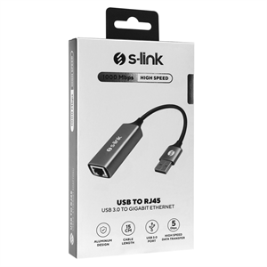 S-LINK SW-U334, GigaBit, USB3.0 to RJ45, Metal, Ethernet Kartı