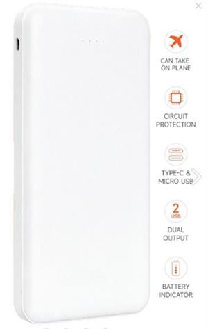 SnapMax SNP-3000 Beyaz 10.000 mah Powerbank 2x USB Çıkışlı 1 Type-C ve 1 Micro Girişli