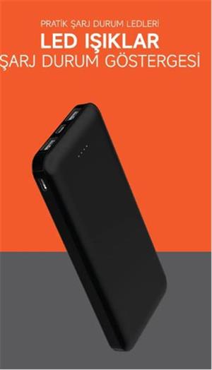 SnapMax SNP-3001 Siyah 10.000 mah Powerbank 2x USB Çıkışlı 1 Type-C ve 1 Micro Girişli