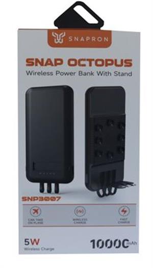 SnapMax SNP-3007 10.000 mah Siyah Vantuzlu Kablosuz ve 3in1 Kablolu Powerbank