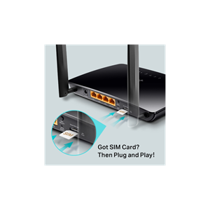 TP-LINK TL-MR150, 4Port, 300Mbps, 2,4Ghz WiFi, Masaüstü, LTE Micro Sim Kart Takılabilir 3G-4G Destekli Router