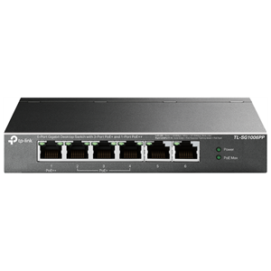 TP-LINK TL-SG1006PP, 6 Port, GigaBit, 4 Port PoE 64W, Yönetilemez, Metal Kasa, Masaüstü Switch