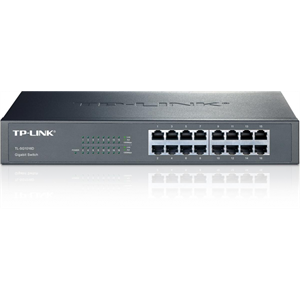 TP-LINK TL-SG1016D, 16 Port, GigaBit, Yönetilemez, Metal Kasa, Rackmount Switch
