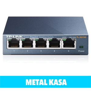 TP-LINK TL-SG105, 5 Port, GigaBit, Yönetilemez, Metal Kasa, Masaüstü Switch
