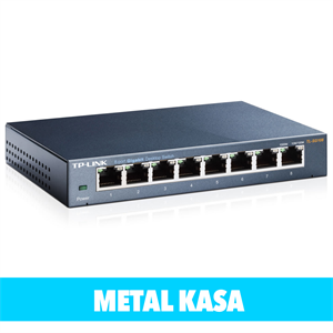 TP-LINK TL-SG108, 8 Port, GigaBit, Yönetilemez, Metal Kasa, Masaüstü Switch