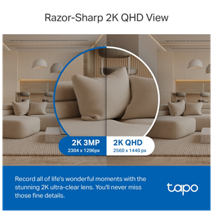 TP-LINK Tapo C220, 4,0Mpix, İç ve Dış Mekan, WiFi,  9Mt. Gece Görüşü, 360 Dönüş, İki Yönlü Ses Güvenlik Yapay Zeka Destekli Kamera